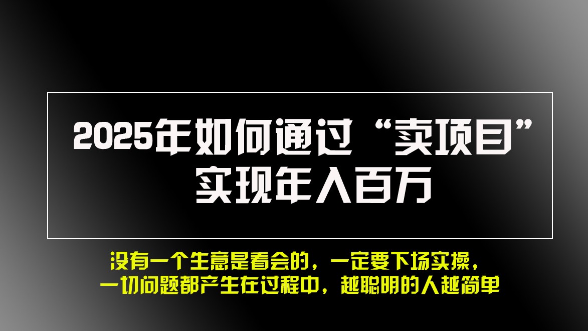 2025年如何通过“卖项目”实现年入百万客创社区-专注互联网轻资产资源整合与分享客创社区-专注互联网轻资产资源整合与分享