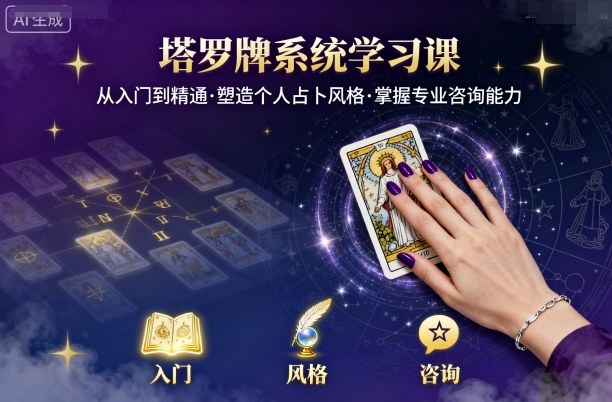 塔罗牌系统学习课，助你从入门到精通，塑造个人占卜风格，掌握专业咨询能力客创社区-专注互联网轻资产资源整合与分享客创社区-专注互联网轻资产资源整合与分享