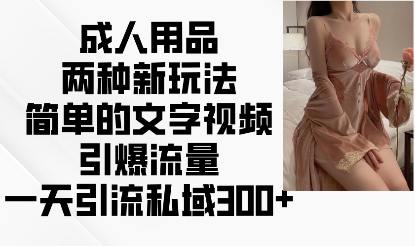 成人用品两种新玩法，简单的文字视频引爆流量，一天引流私域300+客创社区-专注互联网轻资产资源整合与分享客创社区-专注互联网轻资产资源整合与分享