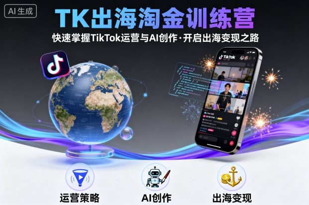 TK出海淘金训练营，助你快速掌握TikTok运营与AI创作，开启出海变现之路客创社区-专注互联网轻资产资源整合与分享客创社区-专注互联网轻资产资源整合与分享