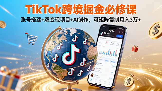 TikTo跨境掘金必修课，账号搭建+双变现项目+AI创作，可矩阵复制月入3万+客创社区-专注互联网轻资产资源整合与分享客创社区-专注互联网轻资产资源整合与分享