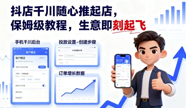 抖店千川随心推起店，保姆级教程，生意即刻起飞客创社区-专注互联网轻资产资源整合与分享客创社区-专注互联网轻资产资源整合与分享