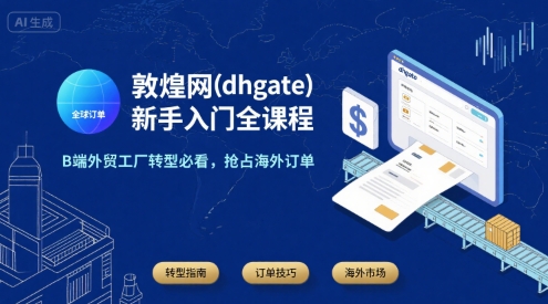 敦煌网(dhgate)新手入门全课程，B端外贸工厂转型必看，抢占海外订单客创社区-专注互联网轻资产资源整合与分享客创社区-专注互联网轻资产资源整合与分享