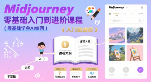 midjourney零基础入门到进阶课程，零基础学会AI绘画客创社区-专注互联网轻资产资源整合与分享客创社区-专注互联网轻资产资源整合与分享