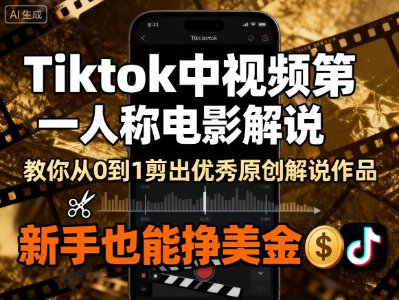 Tiktok中视频第一人称电影解说，教你从0到1剪出一个优秀的原创解说作品，新手也能挣美金客创社区-专注互联网轻资产资源整合与分享客创社区-专注互联网轻资产资源整合与分享