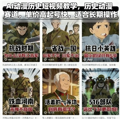 AI动漫历史短视频教学，历史动漫赛道，单价高起号快，适合长期操作客创社区-专注互联网轻资产资源整合与分享客创社区-专注互联网轻资产资源整合与分享