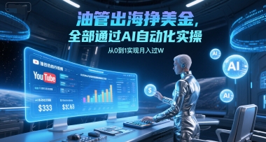 油管出海挣美金，全部通过AI自动化实操，从0到1实现月入过W客创社区-专注互联网轻资产资源整合与分享客创社区-专注互联网轻资产资源整合与分享