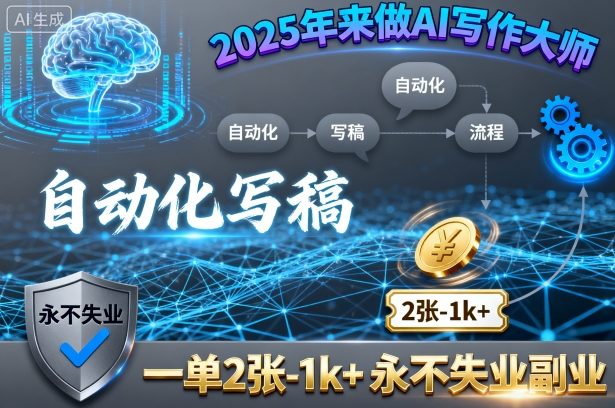 2025年来做AI写作大师，自动化写稿，一单2张-1k+，永不失业副业客创社区-专注互联网轻资产资源整合与分享客创社区-专注互联网轻资产资源整合与分享