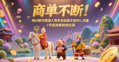 商单不断！纯AI制作西游人物羊毛毡版文旅MV，流量+节目效果统统拉满客创社区-专注互联网轻资产资源整合与分享客创社区-专注互联网轻资产资源整合与分享