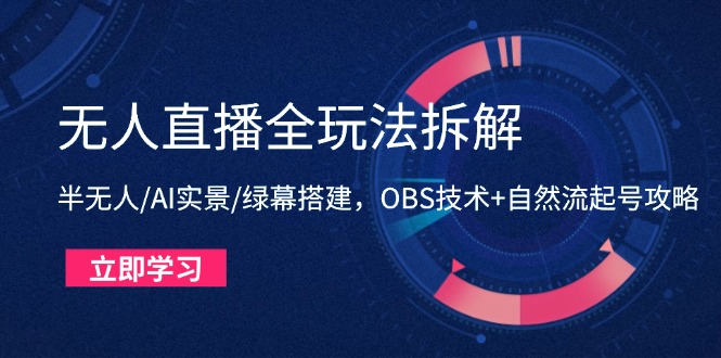 无人直播全玩法拆解：半无人/AI实景/绿幕搭建，OBS技术+自然流起号攻略客创社区-专注互联网轻资产资源整合与分享客创社区-专注互联网轻资产资源整合与分享