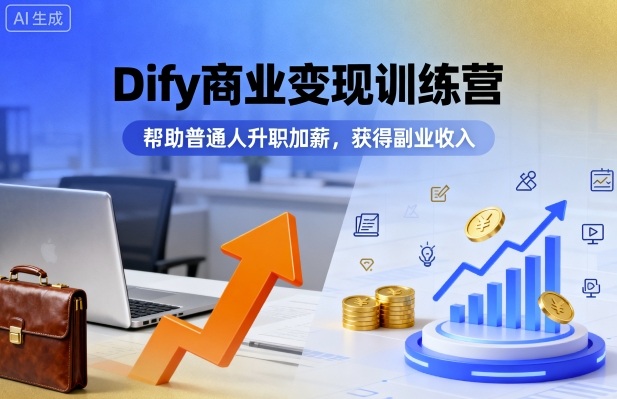 Dify商业变现训练营，帮助普通人升职加薪，获得副业收入客创社区-专注互联网轻资产资源整合与分享客创社区-专注互联网轻资产资源整合与分享
