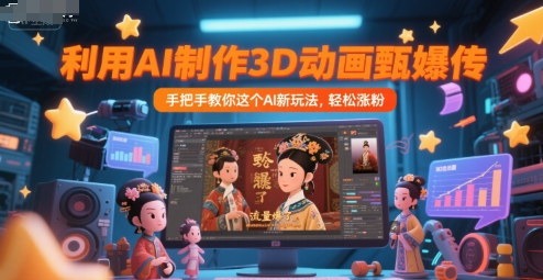 利用AI制作3D动画甄嬛传，流量爆了，手把手教你这个AI新玩法，轻松涨粉客创社区-专注互联网轻资产资源整合与分享客创社区-专注互联网轻资产资源整合与分享