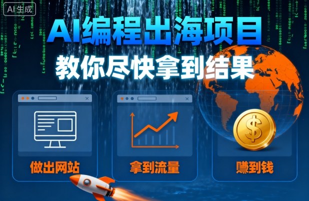 AI编程出海项目，教你尽快拿到结果-做出网站、拿到流量、賺到钱客创社区-专注互联网轻资产资源整合与分享客创社区-专注互联网轻资产资源整合与分享