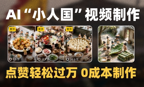 爆款1000W+播放微缩景观迷你小人国AI视频0成本制作全流程教学客创社区-专注互联网轻资产资源整合与分享客创社区-专注互联网轻资产资源整合与分享