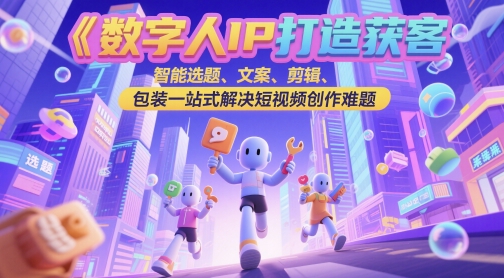 数字人IP打造获客变现实操课，智能选题、文案、剪辑、包装一站式解决短视频创作难题客创社区-专注互联网轻资产资源整合与分享客创社区-专注互联网轻资产资源整合与分享