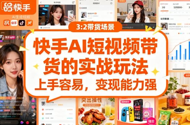 快手ai短视频带货的实战玩法，上手容易，变现能力强客创社区-专注互联网轻资产资源整合与分享客创社区-专注互联网轻资产资源整合与分享