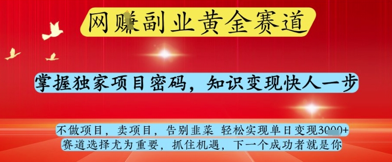 网创副业黄全赛道，掌握独家项目密码，知识变现快人一步，告别韭菜轻松实现单日变现1k+【揭秘】客创社区-专注互联网轻资产资源整合与分享客创社区-专注互联网轻资产资源整合与分享