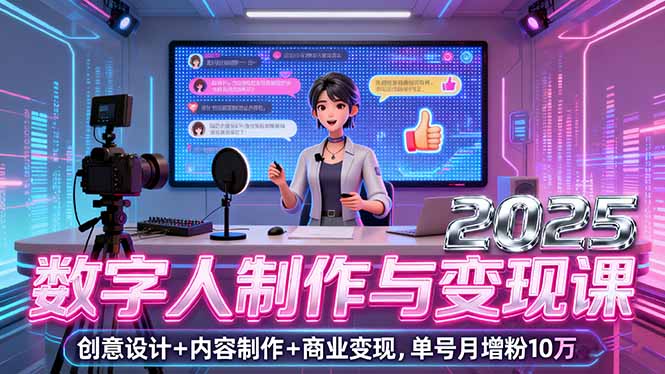 2025数字人制作与变现课，创意设计+内容制作+商业变现，单号月增粉10万+客创社区-专注互联网轻资产资源整合与分享客创社区-专注互联网轻资产资源整合与分享