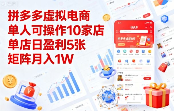 拼多多虚拟电商，单人可操作10家店，单店日盈利5张，矩阵月入1W+【揭秘】客创社区-专注互联网轻资产资源整合与分享客创社区-专注互联网轻资产资源整合与分享
