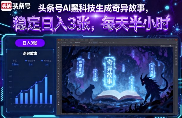 头条号AI黑科技生成奇异故事，稳定日入3张，每天半小时客创社区-专注互联网轻资产资源整合与分享客创社区-专注互联网轻资产资源整合与分享