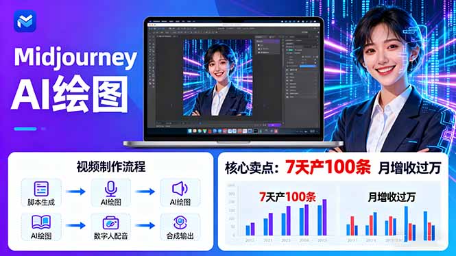 AI绘图照片开口说话视频制作：Midjourney+数字人，7天产100条月增收过万客创社区-专注互联网轻资产资源整合与分享客创社区-专注互联网轻资产资源整合与分享