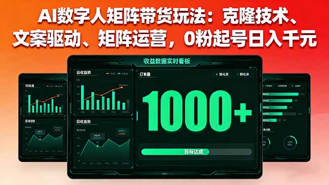 AI数字人矩阵带货玩法：克隆技术、文案驱动、矩阵运营，0粉起号日入千元客创社区-专注互联网轻资产资源整合与分享客创社区-专注互联网轻资产资源整合与分享