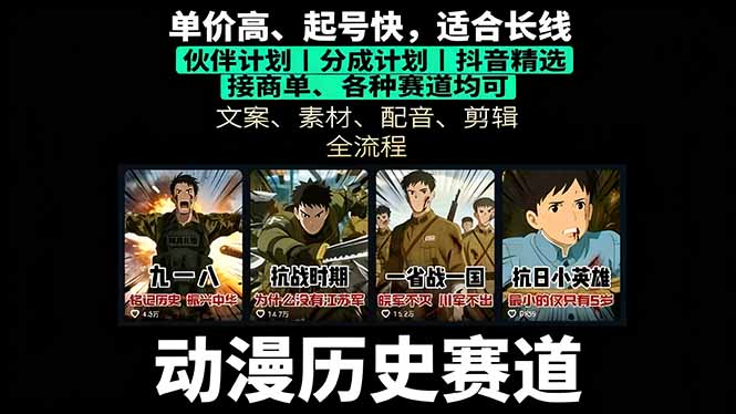 历史动漫赛道撸分成：起号、文案、素材、配音、剪辑，单视频收益破万客创社区-专注互联网轻资产资源整合与分享客创社区-专注互联网轻资产资源整合与分享