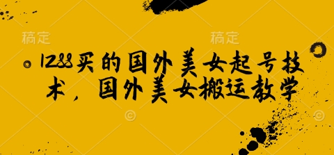 1288买的国外美女起号技术，国外美女搬运教学客创社区-专注互联网轻资产资源整合与分享客创社区-专注互联网轻资产资源整合与分享