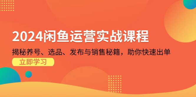 2024闲鱼运营实战课程：揭秘养号、选品、发布与销售秘籍，助你快速出单客创社区-专注互联网轻资产资源整合与分享客创社区-专注互联网轻资产资源整合与分享