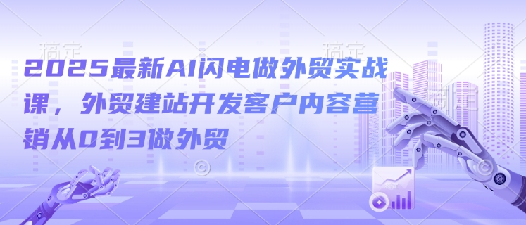 2025最新AI闪电做外贸实战课，外贸建站开发客户内容营销从0到3做外贸客创社区-专注互联网轻资产资源整合与分享客创社区-专注互联网轻资产资源整合与分享