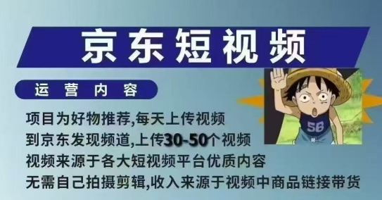京东短视频带货课，无需自己拍摄剪辑，保姆式教学，两天快速上手客创社区-专注互联网轻资产资源整合与分享客创社区-专注互联网轻资产资源整合与分享