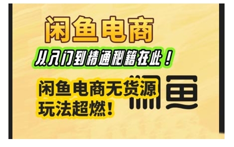 闲鱼电商实战课，从入门到精通秘籍在此，闲鱼电商无货源玩法超燃!客创社区-专注互联网轻资产资源整合与分享客创社区-专注互联网轻资产资源整合与分享