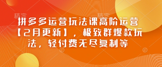 拼多多运营玩法课高阶运营【2月更新】，极致群爆款玩法，轻付费无尽复制等客创社区-专注互联网轻资产资源整合与分享客创社区-专注互联网轻资产资源整合与分享