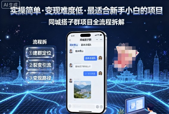 实操简单，变现难度低，最适合新手小白做的项目，每天轻松收入3张，同城搭子群项目全流程拆解客创社区-专注互联网轻资产资源整合与分享客创社区-专注互联网轻资产资源整合与分享