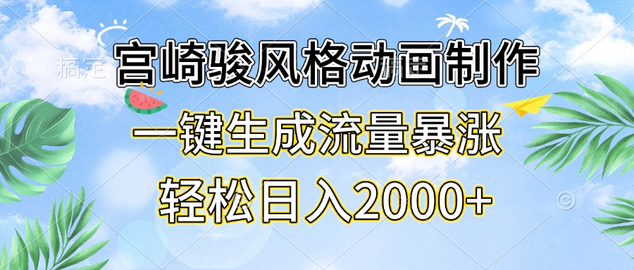 宫崎骏风格动画制作，一键生成流量暴涨，轻松日入2000+客创社区-专注互联网轻资产资源整合与分享客创社区-专注互联网轻资产资源整合与分享
