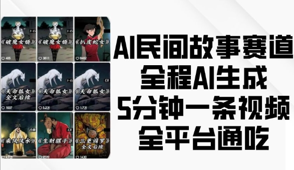 AI民间故事赛道，全程AI生成5分钟一条视频，全平台通吃客创社区-专注互联网轻资产资源整合与分享客创社区-专注互联网轻资产资源整合与分享