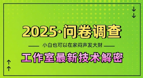 2025问卷调查最新工作室技术解密：一个人在家也可以闷声发大财，小白一天2张，可矩阵放大【揭秘】客创社区-专注互联网轻资产资源整合与分享客创社区-专注互联网轻资产资源整合与分享