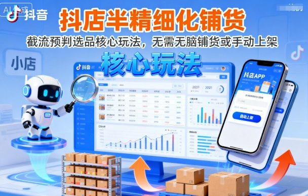 抖店半精细化铺货，截流预判选品核心玩法，无需无脑铺货或手动上架(更新9月)客创社区-专注互联网轻资产资源整合与分享客创社区-专注互联网轻资产资源整合与分享
