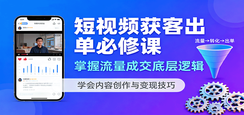 短视频获客出单必修课：掌握流量成交底层逻辑，学会内容创作与变现技巧客创社区-专注互联网轻资产资源整合与分享客创社区-专注互联网轻资产资源整合与分享