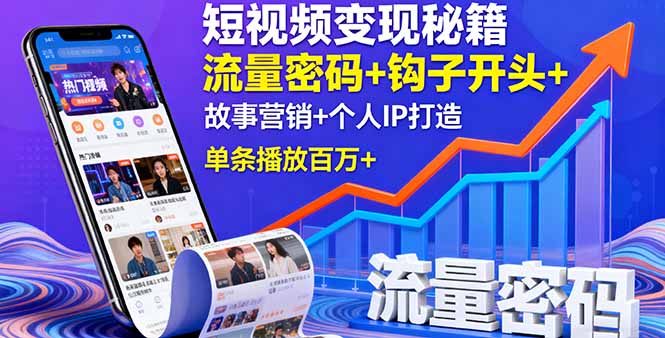 短视频变现秘籍，流量密码+钩子开头+故事营销+个人IP打造，单条播放百万+客创社区-专注互联网轻资产资源整合与分享客创社区-专注互联网轻资产资源整合与分享