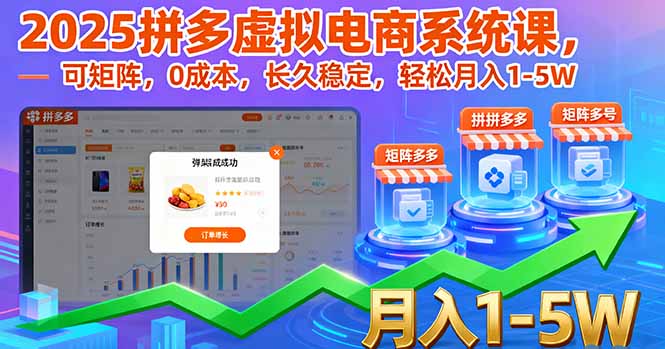 2025拼多多虚拟电商系统课，可矩阵，0成本，长久稳定，轻松月入1-5W客创社区-专注互联网轻资产资源整合与分享客创社区-专注互联网轻资产资源整合与分享