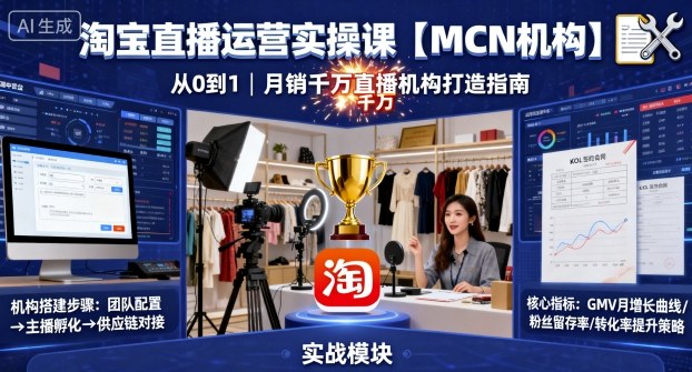 淘宝直播运营实操课【MCN机构】，从0到1做一家月销千W的直播机构客创社区-专注互联网轻资产资源整合与分享客创社区-专注互联网轻资产资源整合与分享