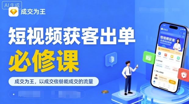 短视频获客出单必修课，成交为王，以成交为导向，直接做能成交的流量客创社区-专注互联网轻资产资源整合与分享客创社区-专注互联网轻资产资源整合与分享