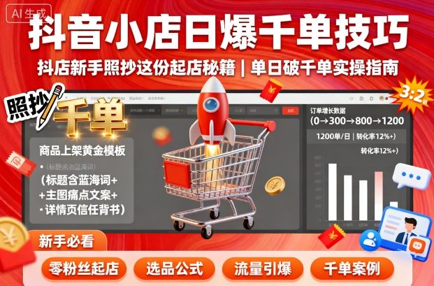 抖音小店日爆千单技巧，抖店新手照抄这份起店秘籍，单日破千单客创社区-专注互联网轻资产资源整合与分享客创社区-专注互联网轻资产资源整合与分享