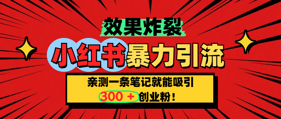 小红书炸裂玩法,一条笔记就能吸引300+精准创业粉