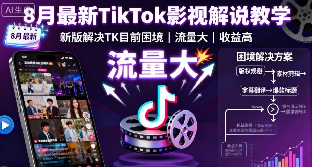 8月最新TikTok影视解说教学，新版解决TK目前困境，流量大，收益高客创社区-专注互联网轻资产资源整合与分享客创社区-专注互联网轻资产资源整合与分享