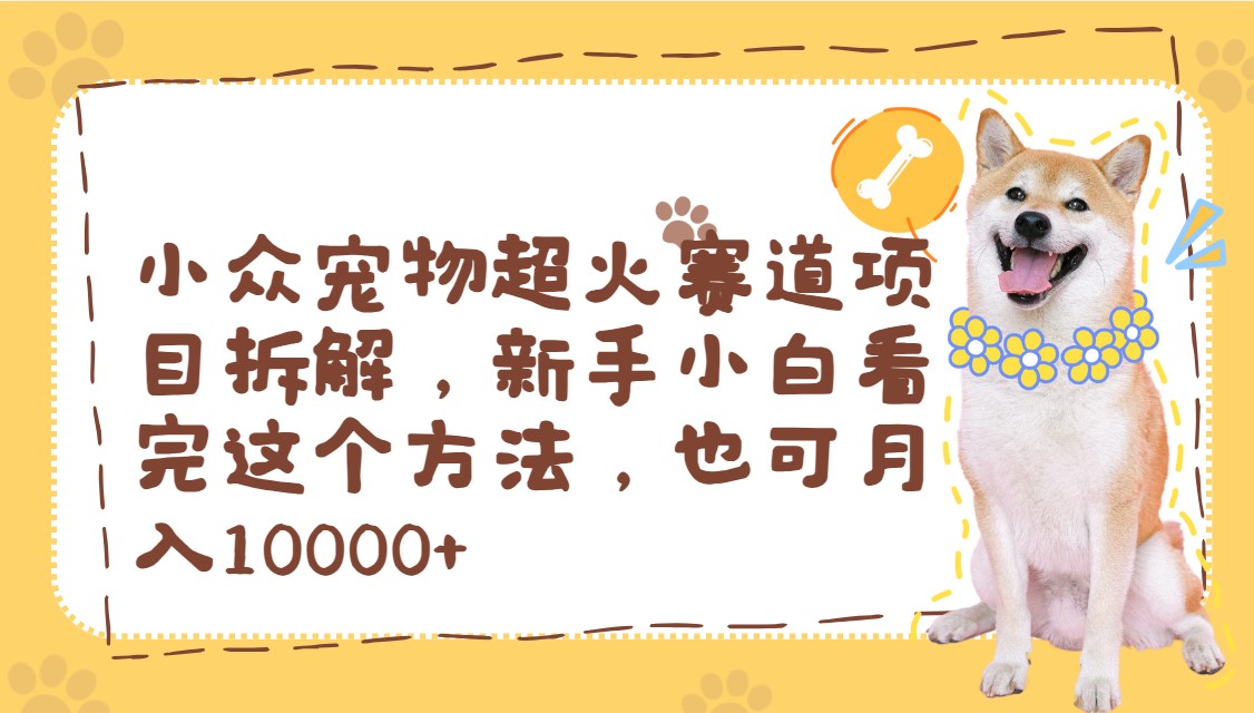 小众宠物超火赛道项目拆解，新手小白看完这个方法，也可月入10000+客创社区-专注互联网轻资产资源整合与分享客创社区-专注互联网轻资产资源整合与分享