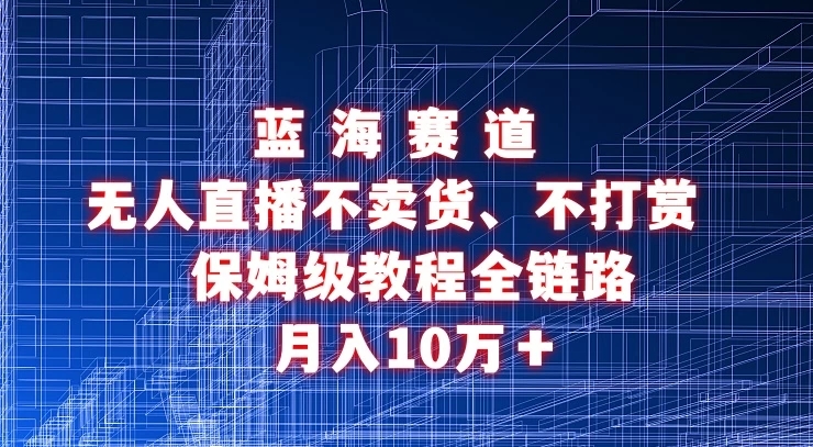 无人直播不卖货、不打赏保姆级教程全链路 月入10万+