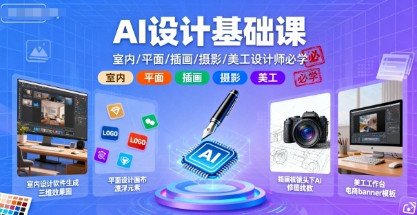 AI设计基础课，室内、平面、插画、摄影、美工设计师必学的客创社区-专注互联网轻资产资源整合与分享客创社区-专注互联网轻资产资源整合与分享
