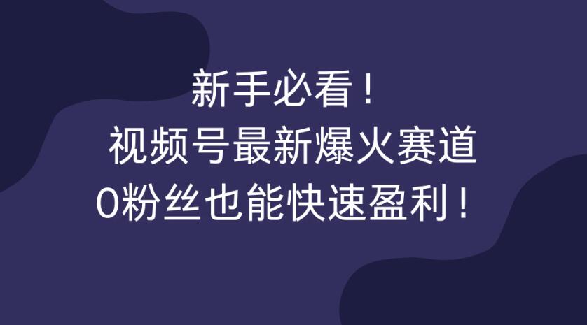 新手必看！视频号最新爆火赛道，0粉丝也能快速盈利！客创社区-专注互联网轻资产资源整合与分享客创社区-专注互联网轻资产资源整合与分享
